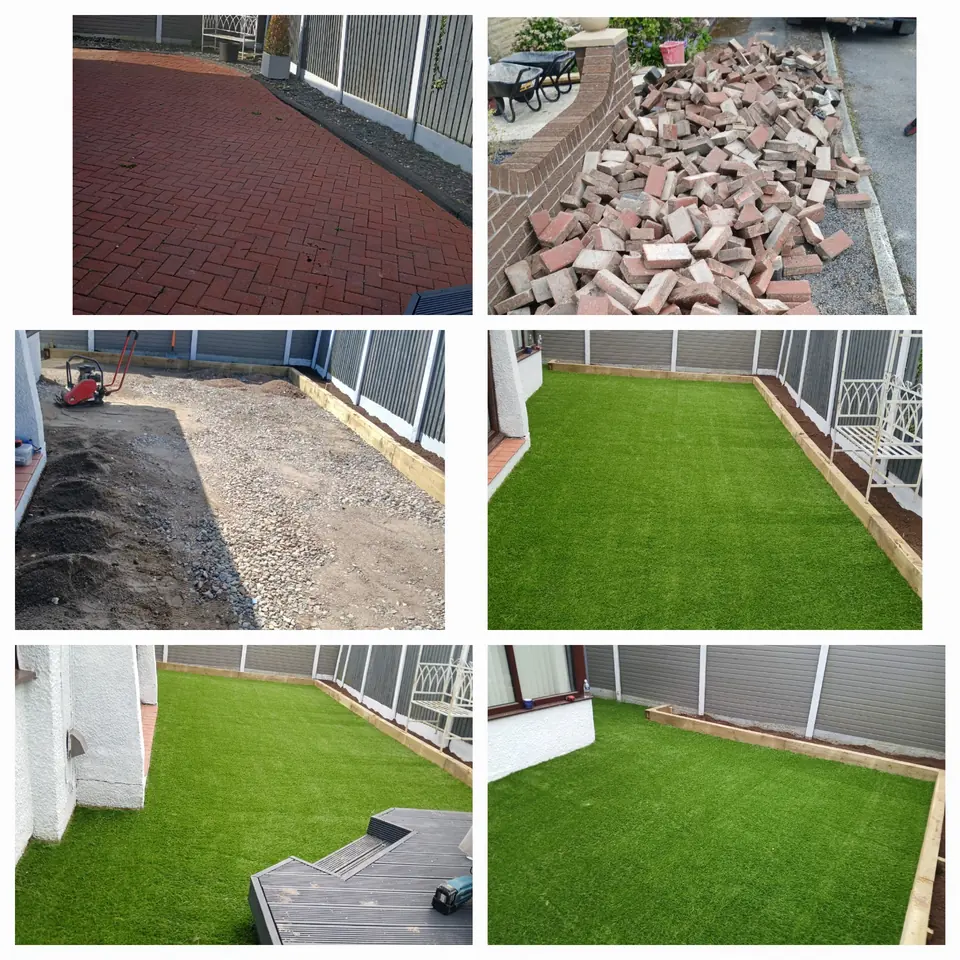 Block paving replaced with artificial grass