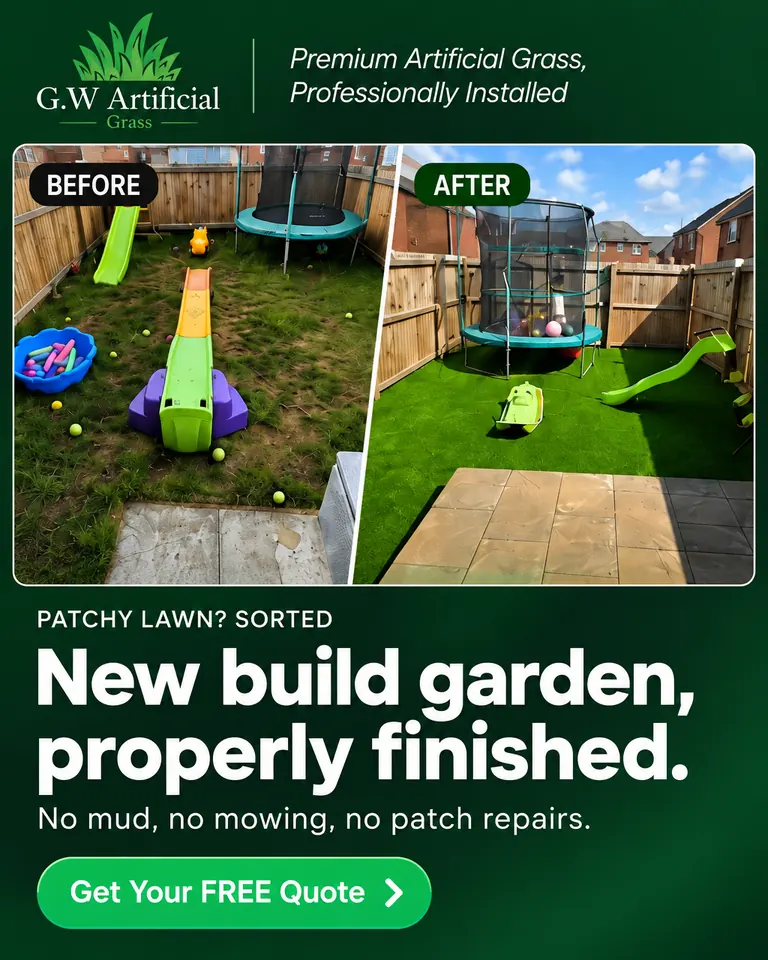 New-build garden, properly finished