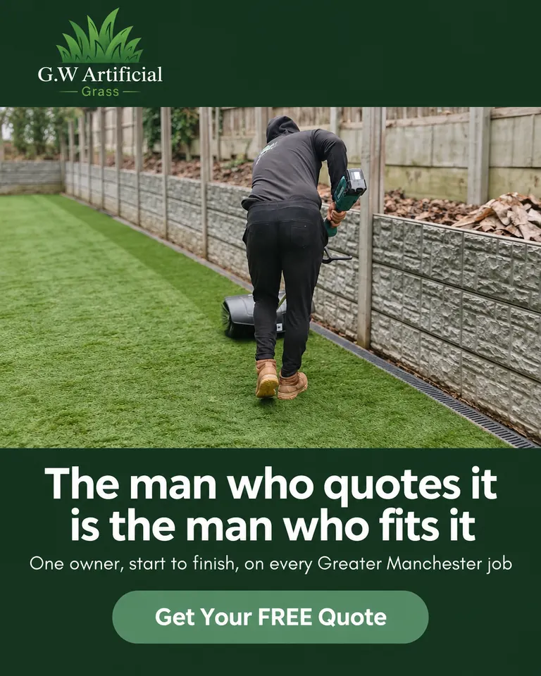 G.W Artificial Grass owner working on an artificial grass installation.