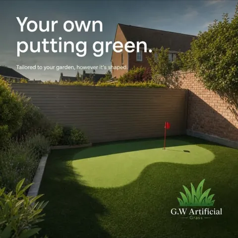 Bespoke artificial grass putting green in a garden