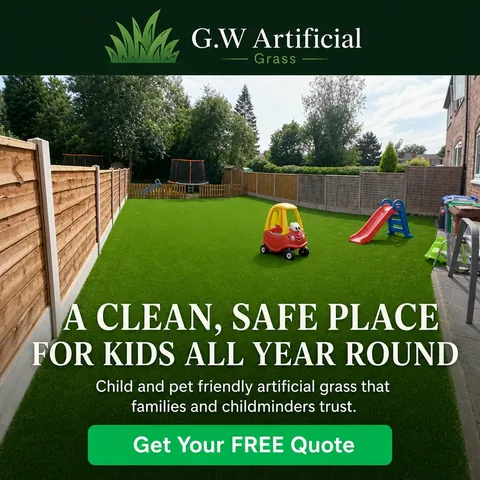 A clean, safe place for kids all year round — child- and pet-friendly artificial grass poster