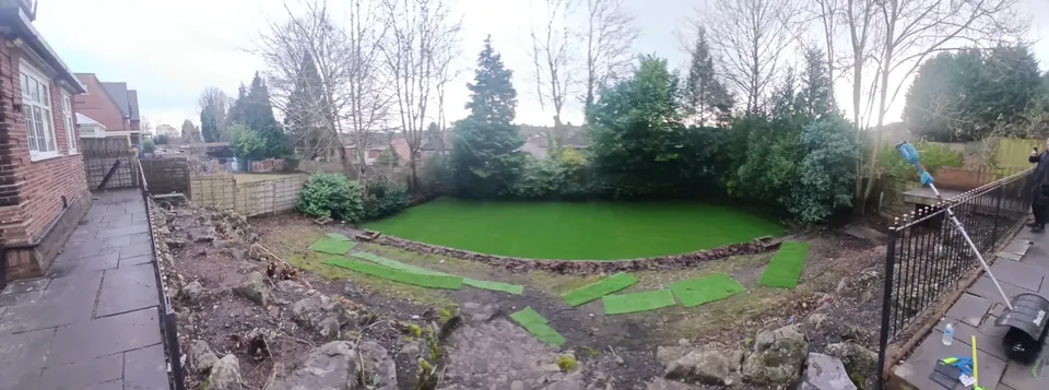 500 sqm artificial grass installation in Prestwich, Greater Manchester by G.W Artificial Grass