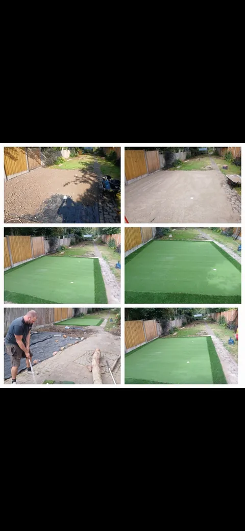 Ground preparation and completed putting green installation in Chester by G.W Artificial Grass LTD
